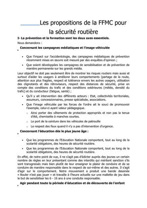 Les propositions de la FFMC pour la sécurité