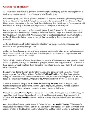 Gleaning for the Hungry