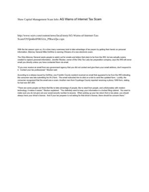 Shaw Capital Management Scam Info: AG Warns of Internet Tax Scam  