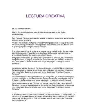 LECTURA CREATIVA