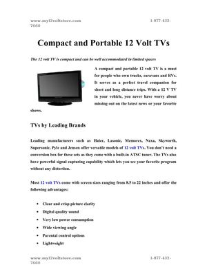 Compact and Portable 12 Volt TVs