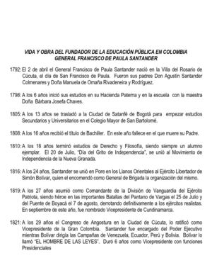 Santander, Vida y Obras