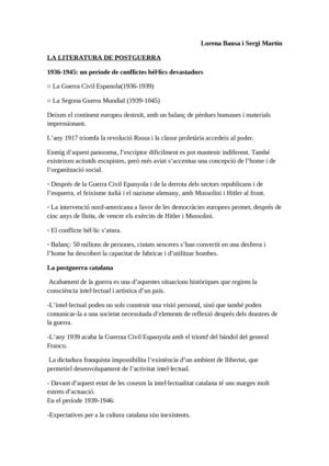 La literatura de Postguerra