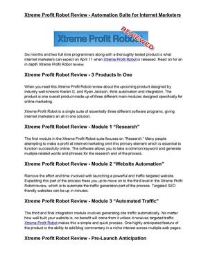 Xtreme Profit Robot Review - Automation Suite for Internet Marketers