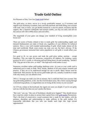 Trade Gold Online