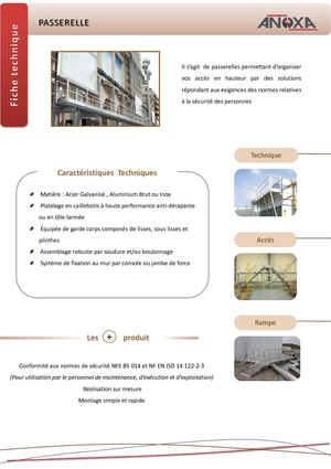 Fiche technique Passerelle