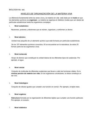 Niveles de organización de la materia viva