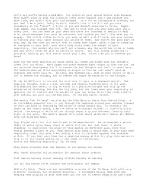 Mantra for Removing Negativity: Jai Te Gang