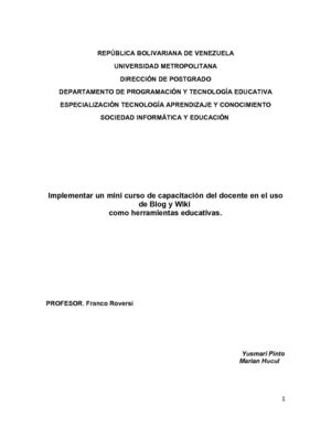 Implementar un mini curso de capacitación del docente en el uso de Blog y Wiki  como herramientas educativas. 