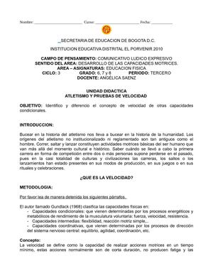 UNIDAD DIDACTICA VELOCIDAD