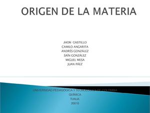 origen de la materia
