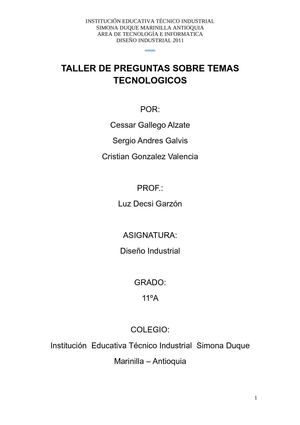 Taller de preguntas sobre temas tecnológicos