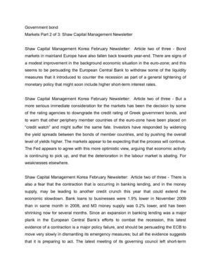Government bond Markets Part 2 of 3: Shaw Capital Management Newsletter 