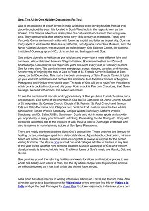 Goa: The All-in-One Holiday Destination For You!