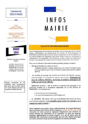 Flash Infos - Cossé d'Anjou - Mars 2011
