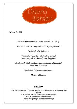 Menù fissi -Borsieri-