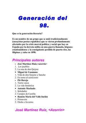 generacion del 98 pio baroja