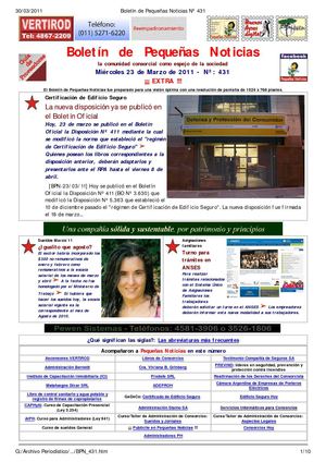 Boletín de Pequeñas Noticias Nº 431