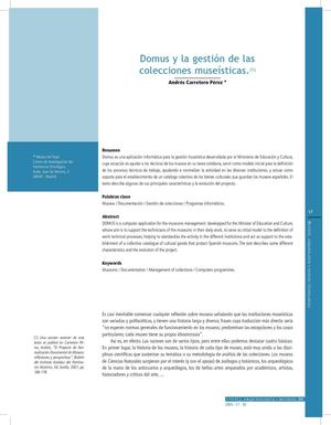 Carretero, A. Domus y las gestión de las colecciones museísticas. 2005