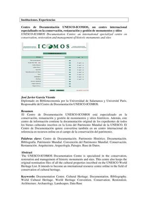 García, J.J. Centro documentación UNESCO-ICOMOS. 2008