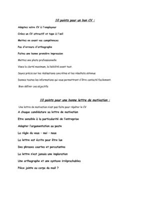 10 points pour un bon CV