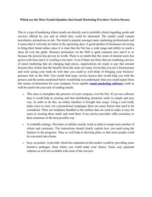 Which are the Most Needed Qualities that Email Marketing Providers Need to Possess