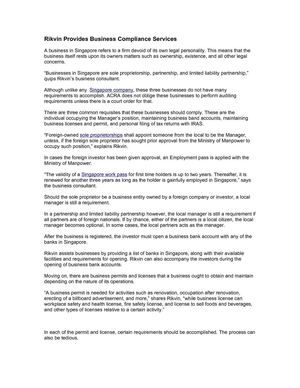Rikvin Provides Business Compliance Services