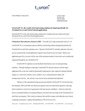 Terminal Server Load Testing Through CitraTest VU 3.1