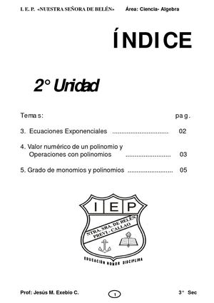 TEORIA ALGEBRA 3 SEC 2 UNIDAD