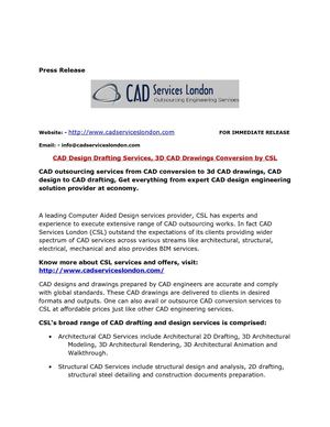 CAD Design Drafting Services, 3D CAD Drawings Conversion by CSL 