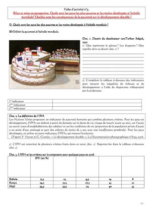 Bilan et mise en perspective. Pauvreté dans le monde.