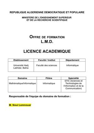 Licence Stic