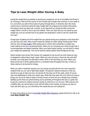 Tips to Lose Weight After Having A Baby