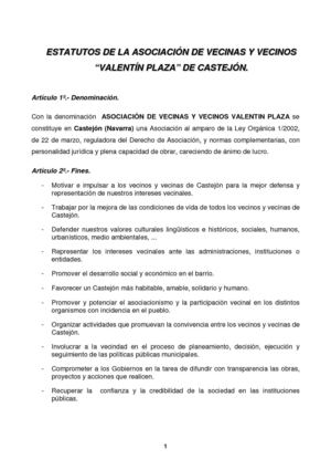 Estatutos AAVV Valentín Plaza