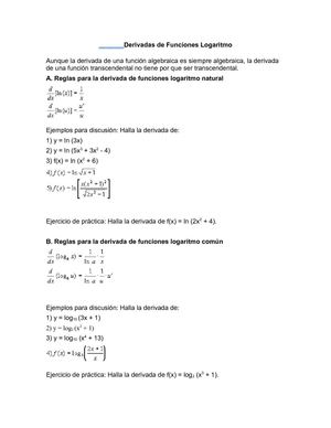 Derivadas de Funciones Logaritmo