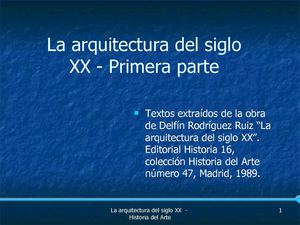 Arquitectura del siglo XX - Primera Parte.