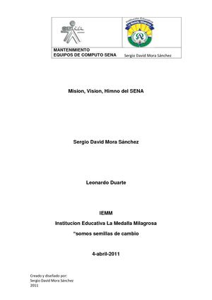 Mision, Vision, Himno SENA