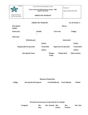 orden de  trabajo