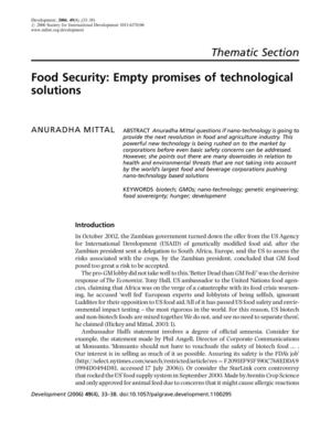Food Security: Empty promises of technological solutions