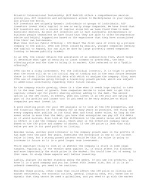 Atlantic International Partnership (AIP Madrid) Investing In an IPO Tips