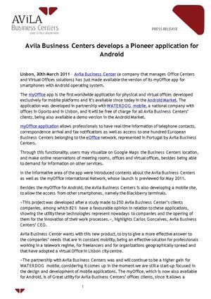 Avila Business Centers develops a Pioneer application for Android
