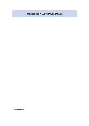 INTRODUCCIÓN A LA LITERATURA CANARIA