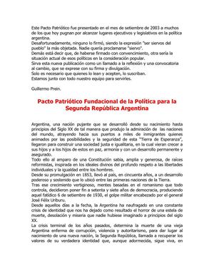 Pacto Patriótico Fundacional de la Política para la Segunda República Argentina