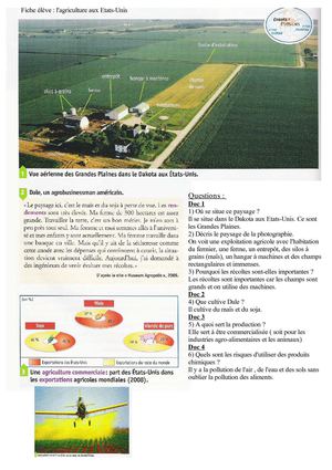 correction fiche élève un paysage agricole aux Etats-Unis