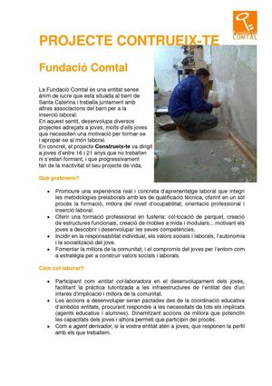 Fundació Comtal. Projecte Construeix-te