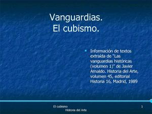 Algunas obras significativas del Cubismo.