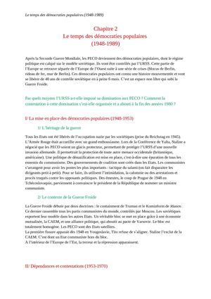 Hist : Le temps des démocraties populaires