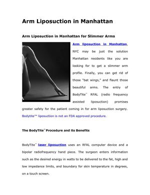 Arm Liposuction in Manhattan