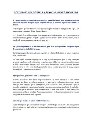 Conte "La sang" de Mercè Rodoreda