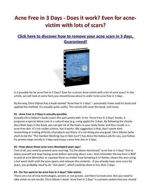 Acne Free in 3 Days - Is it possible?